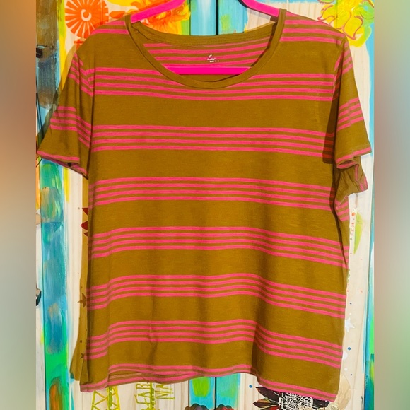 J. Crew Striped Shirt in Pink and Pea Green - Picture 2 of 9